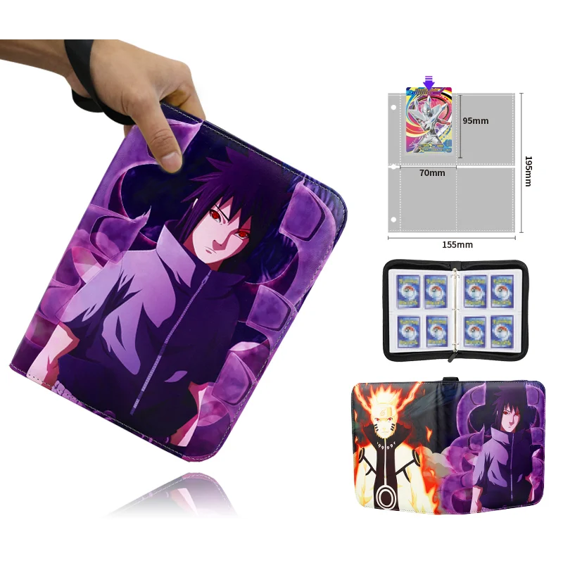 4/9Grids Anime Naruto Card Album Holder Games Anime Character Collection Cards Kids Gift For Children Card Book Zipper Card Bag