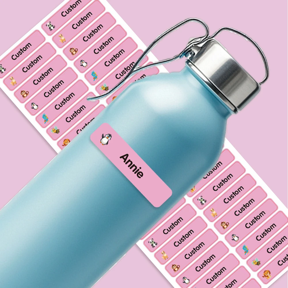 

42/84/126/168pcs. Customizable transparent name stickers, 1.73x0.78in, for school/office. Cute designs, durable.
