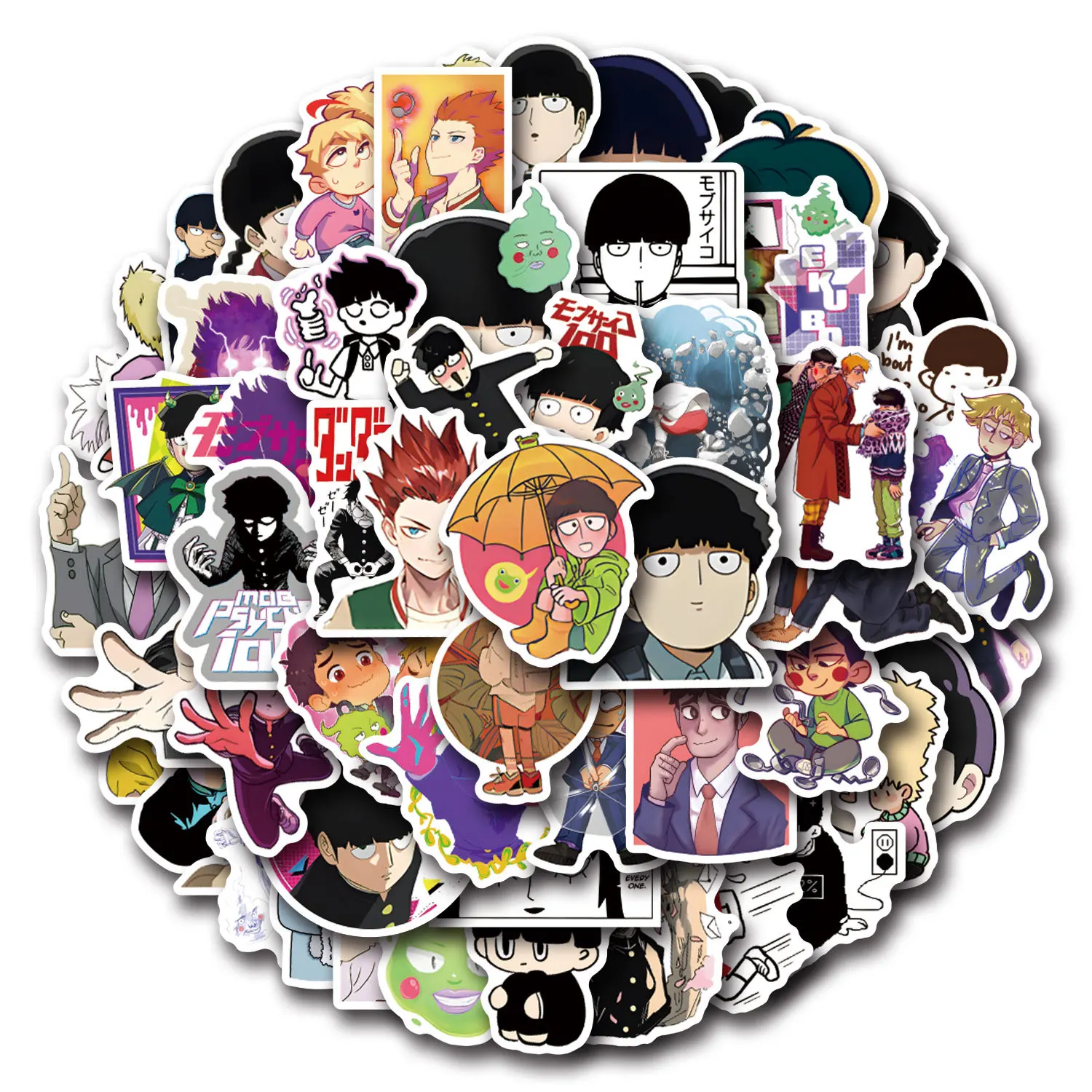 

110 шт., креативные наклейки с рисунком Mob Psycho 100, декоративные водонепроницаемые наклейки для чашки воды, тетрадь
