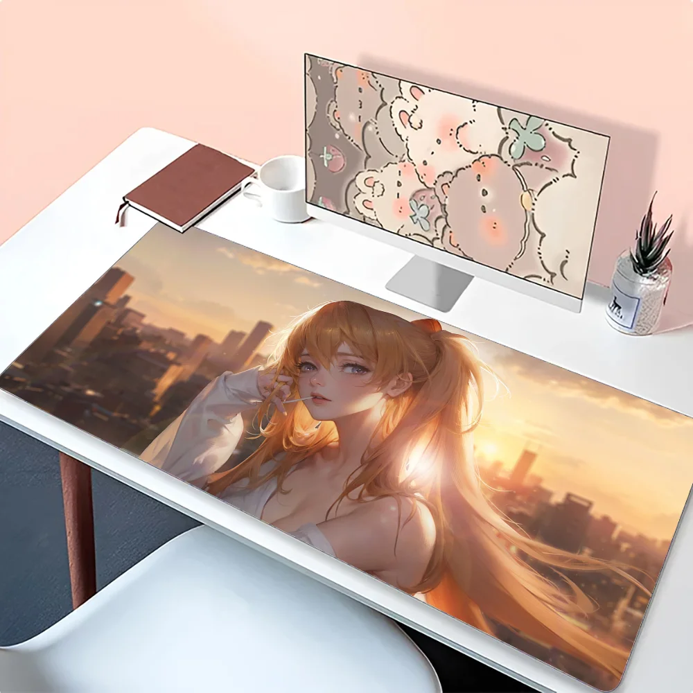 E-EVA Soryu Asuka Langley Mousepad Mouse Mat Desk Mat With Pad Gaming Accessories Prime Gaming XXL Keyboard Pad Padding Mat