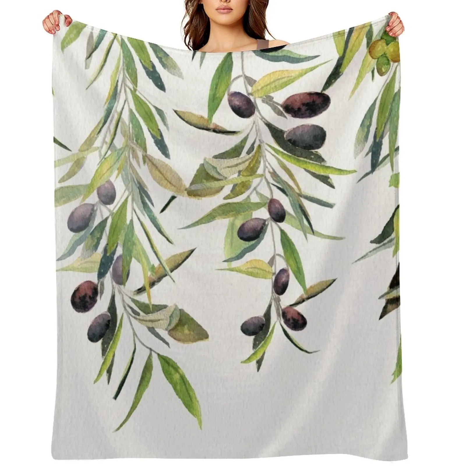 

Olive Branch Watercolor Throw Blanket Hair Bed covers Soft Beds For Baby Blankets