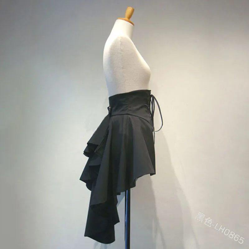 Costume di Halloween con gonna irregolare con fasciatura in vita punk gotico da donna Lolita Girl