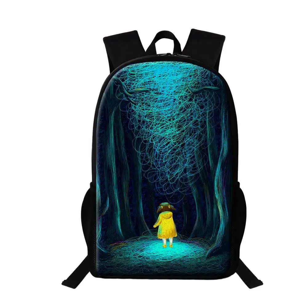 Mochila escolar de 16 pulgadas para niñas adolescentes, mochila multifuncional con pintura al óleo colorida, sublimación para estudiantes de primaria