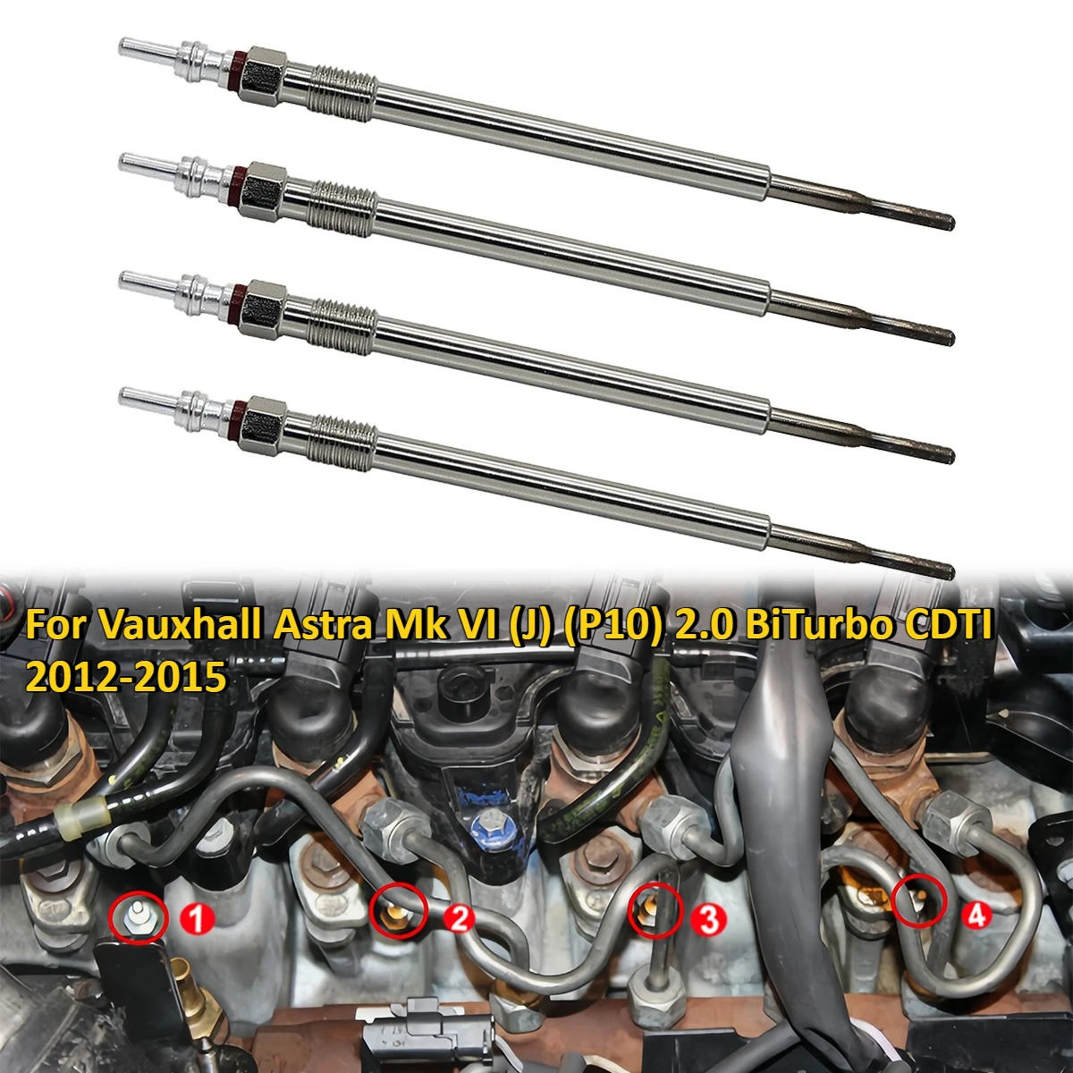 4x4.4v Diesel Heater Nickel Plating Glow Plugs Repair Kit For Vauxhall Astra Mk VI (J) (P10) 2.0 BiTurbo CDTI 2012-2015 55564162