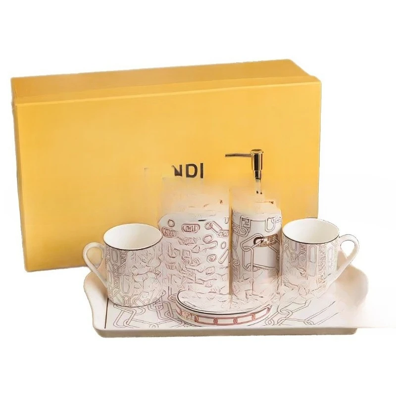 

Toilet ceramic bathroom wash five-piece set household light luxury mouthwash cup bathroom set tooth brush cup