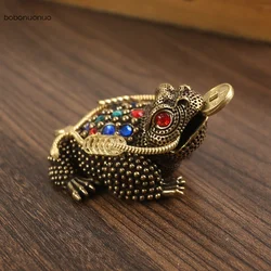 Brass Big Toad Figurines Miniatures Tea Pet Table Toy Ornament Decoration Crafts Accessories Lucky Copper Animal Statues Decor
