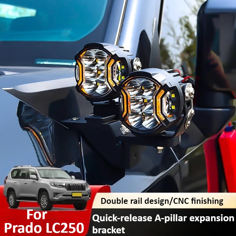 for Toyota Land Cruiser Prado LC250 Car A Pillar Bracket LED Spotlight Assist Quick Release Dual Lights Stand Spot Lamp Holder