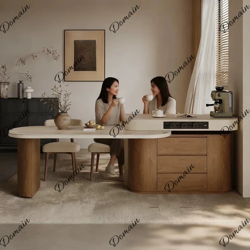 XX Kitcjen Island Dining Table Pliante Integrated Household Retractable Rotating Medieval High-end Dining Tables Home Furniture
