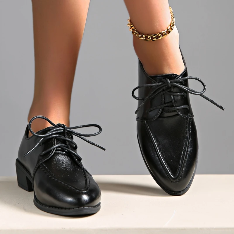 2025 ใหม่Elegantสิทธิบัตรหนังรองเท้าสําหรับสตรีฤดูใบไม้ผลิฤดูร้อนแฟชั่นชี้Toeส้นหนารองเท้าเดียวPlusขนาด