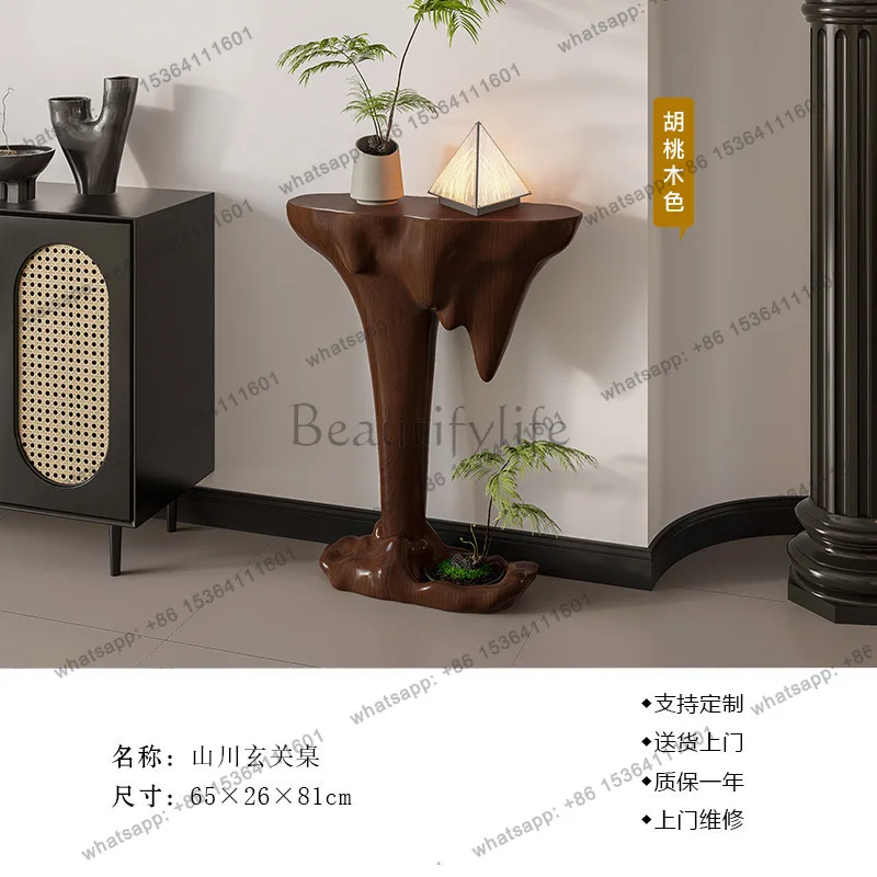 PJ Chinese flower rack wood grain living room floor rack balcony flower pot rack