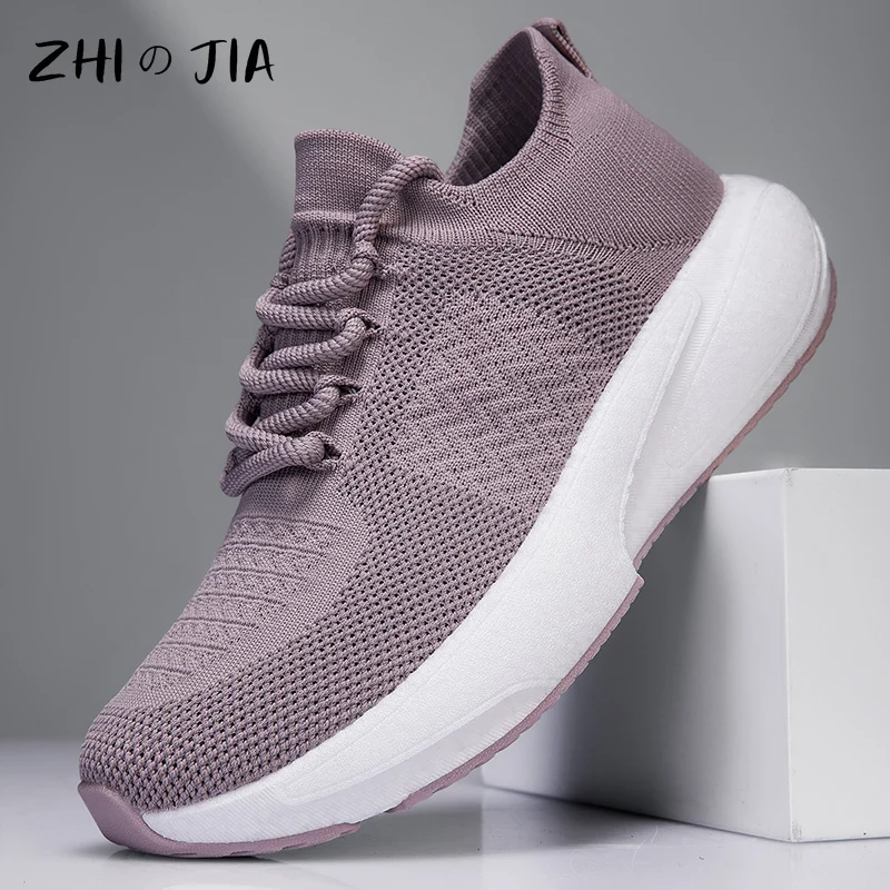Spring Autumn Thick Bottom Socks Shoes High Top Mesh Breathable Sneakers Couple Casual Lightweight Comfortable Large Shoes 36-45