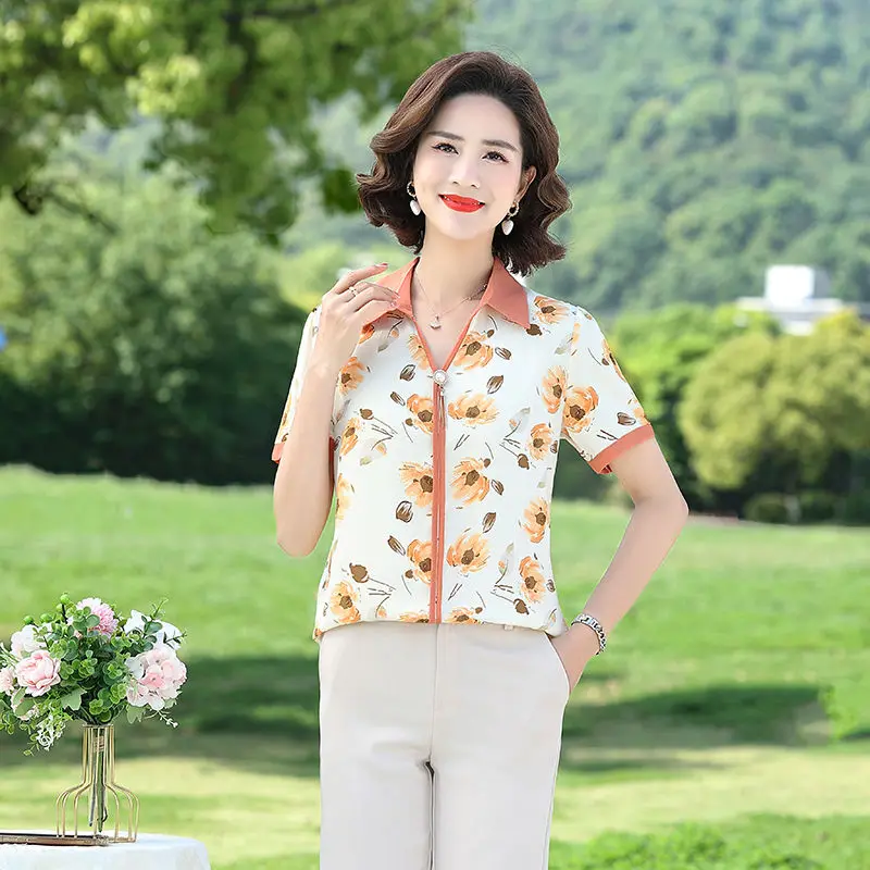 Summer Fashion Lapel T-shirt New Women's Fashionable Short-sleeved Top