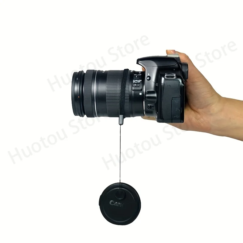 Camera Lens Cap Keeper Holder with Elastic Anti-Lost Rope, Durable Plastic Lens Cap Leash for DSLR & Mirrorless Lenses