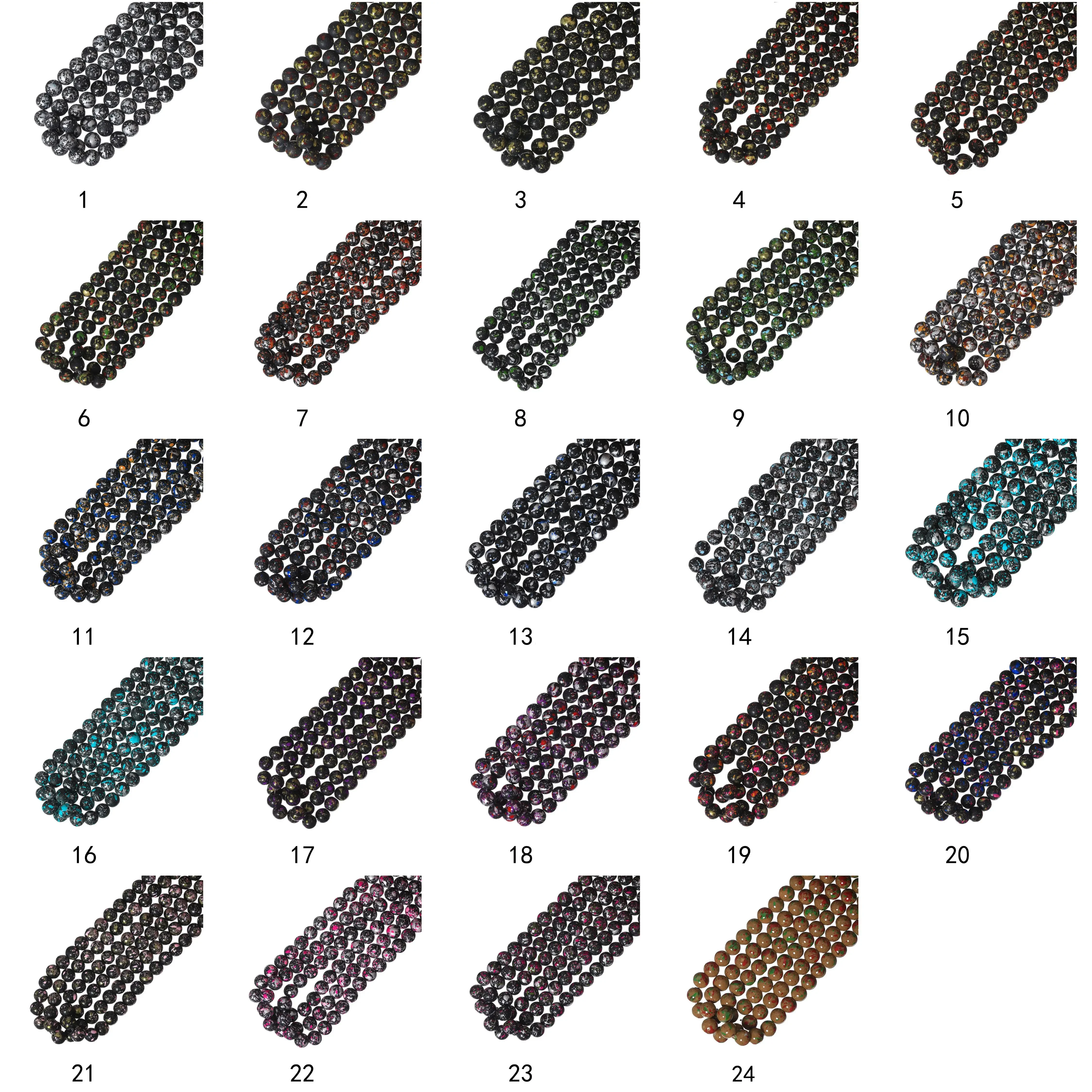 

240pcs 10mm Glass Beads Imitating Volcanic Stone for DIY Bracelet Bangle Making 24 Sorts of Colors Could To Choose