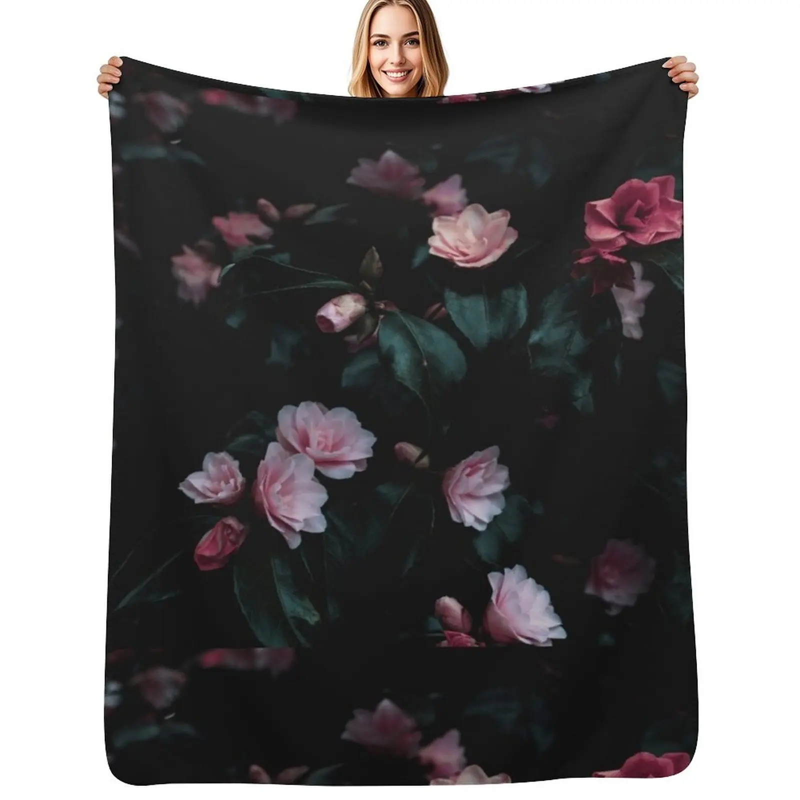 

Romantic dark floral Throw Blanket Sofa Bed Luxury Designer Blanket
