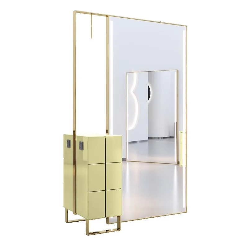 Modern Freestanding Full Length Makeup Mirror with Light Emitting Diode Aluminum Frame Home Beauty Decor for Gym Use