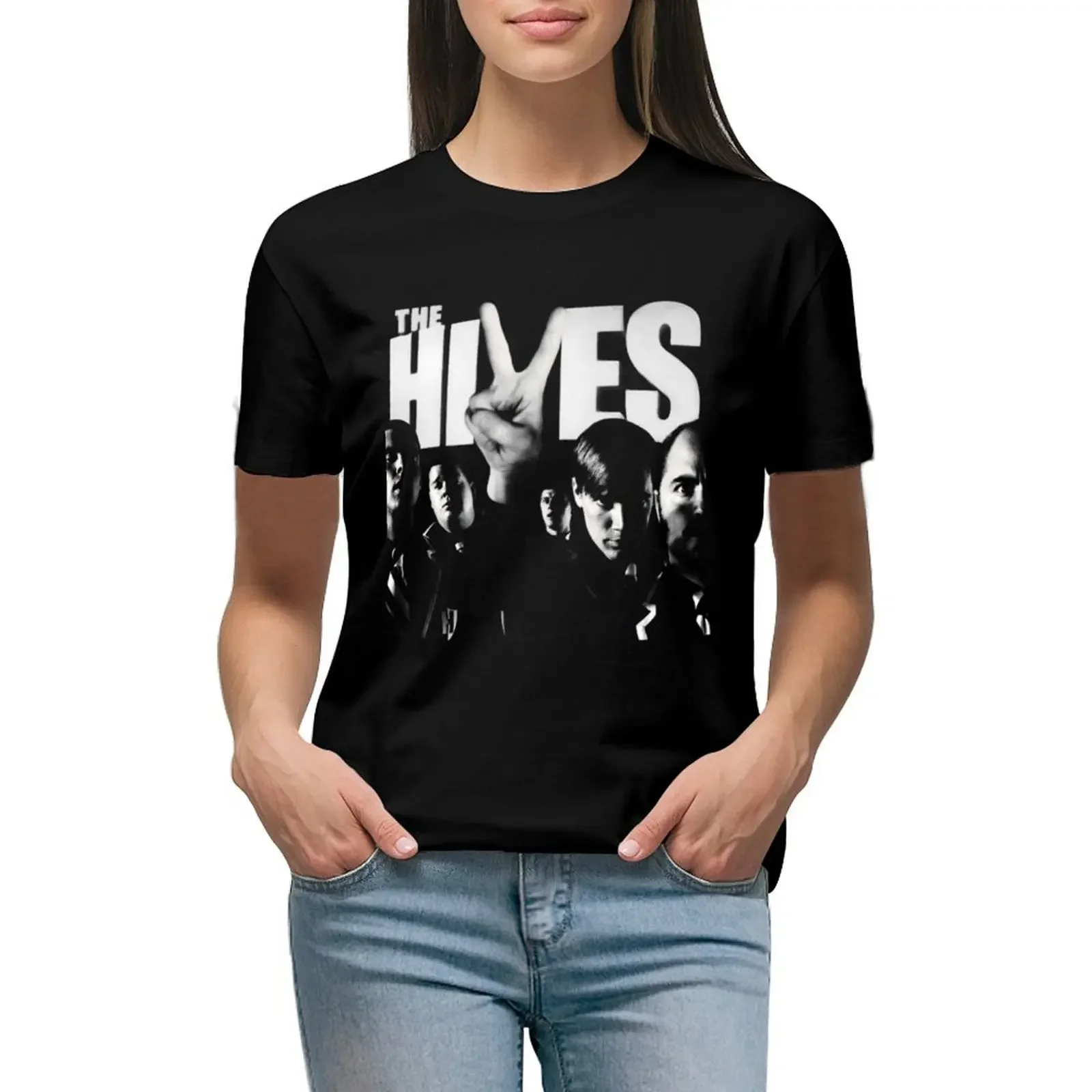 

Band the Hives vintage T-Shirt quick drying Blouse plain plus size tops Women's clothing