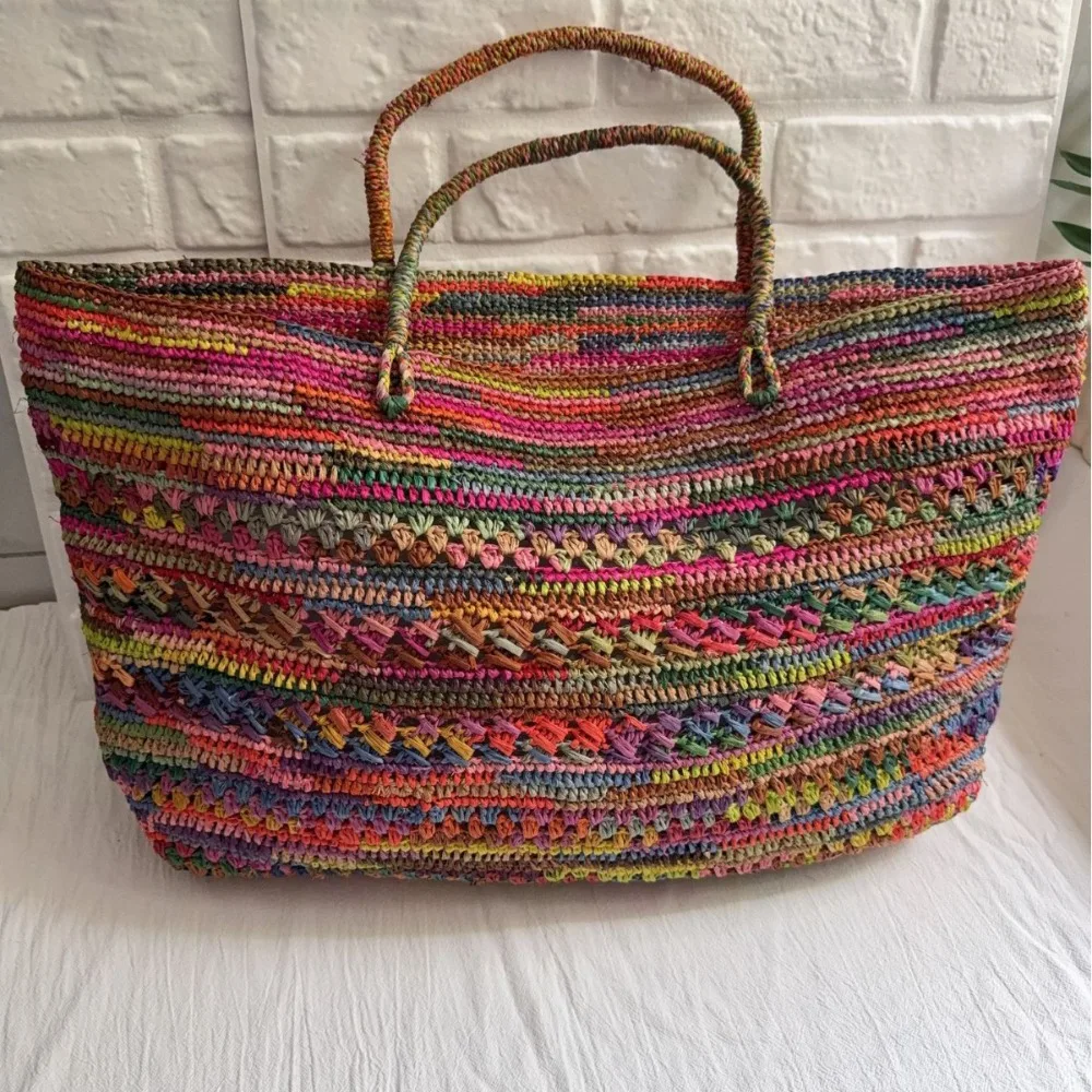 Natural Color Raffia Hand Hook Shoulder Bag Bucket Bag Women's Summer Seaside Vacation Large Capacity Woven Tote Texture Fashion