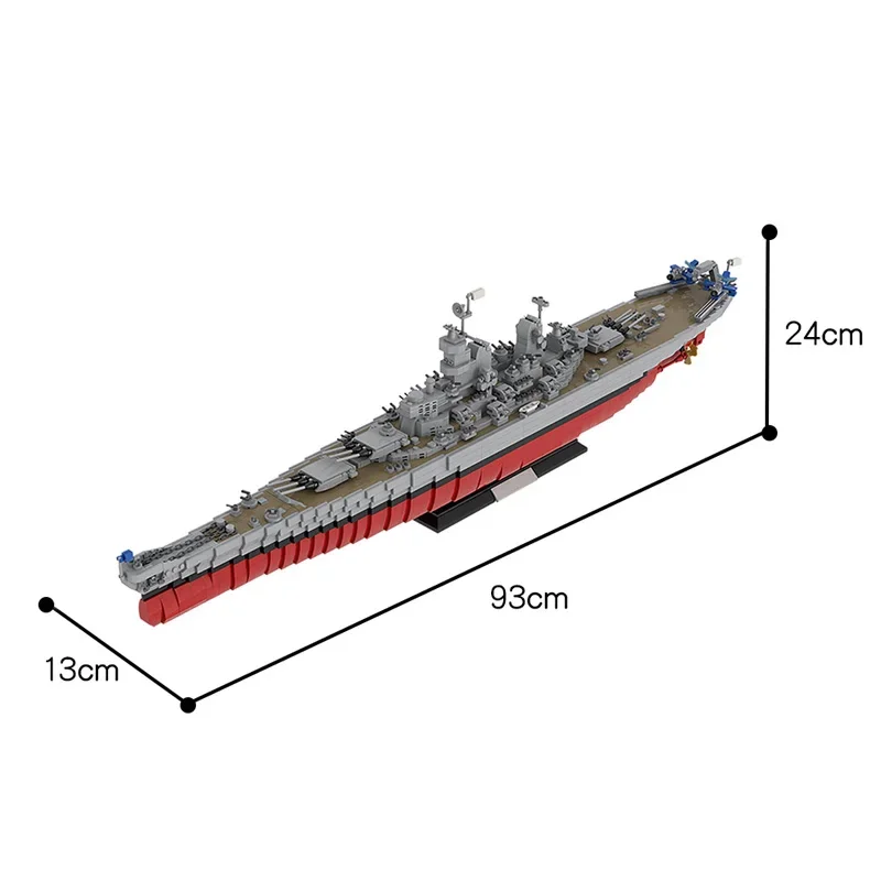 Buildmoc 아이오와급 군함 시리즈 빌딩 블록 모델, WW2 군사 군인 전투함 모델 무기, 어린이 장난감