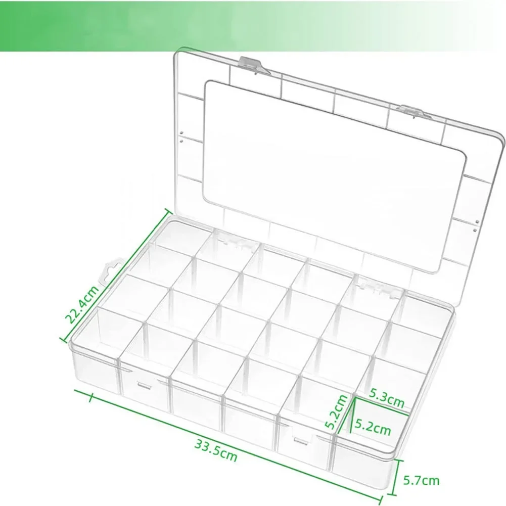 1pc 24 Grids Plastic Craft Organizer Storage Box With Removable Grids Household Transparent Dustproof Tool Storage Box