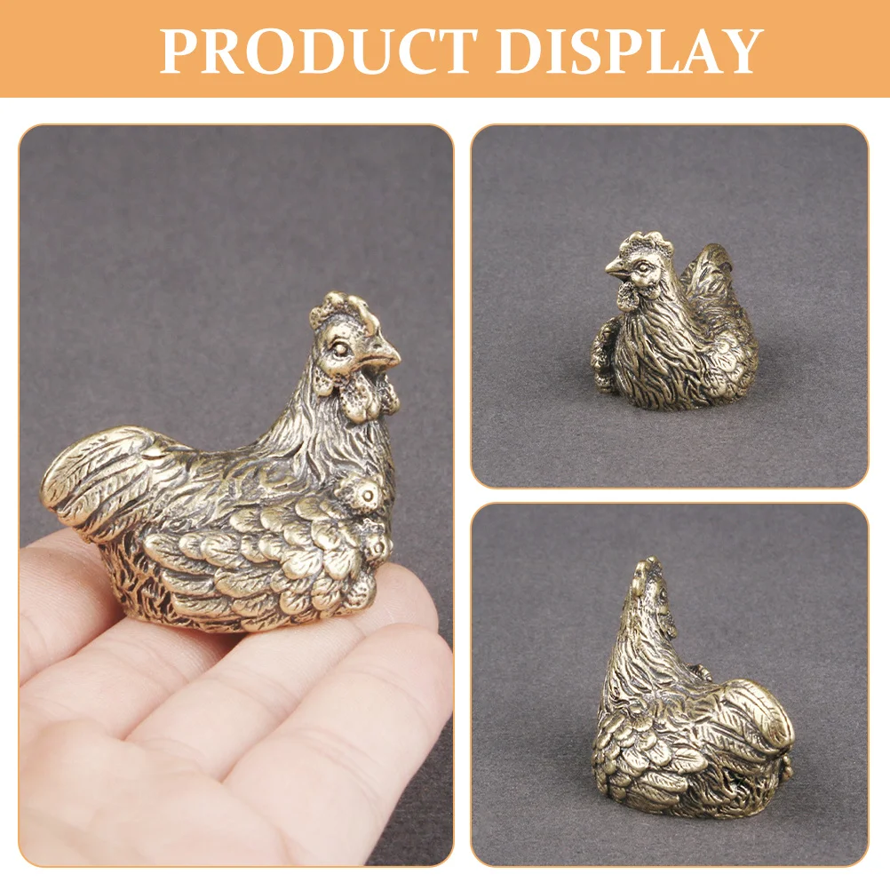 

Brass Hen Ornament Vintage Copper Desktop Home Decor Shelf Living Room Accessories Hen Statue For Table Office Display