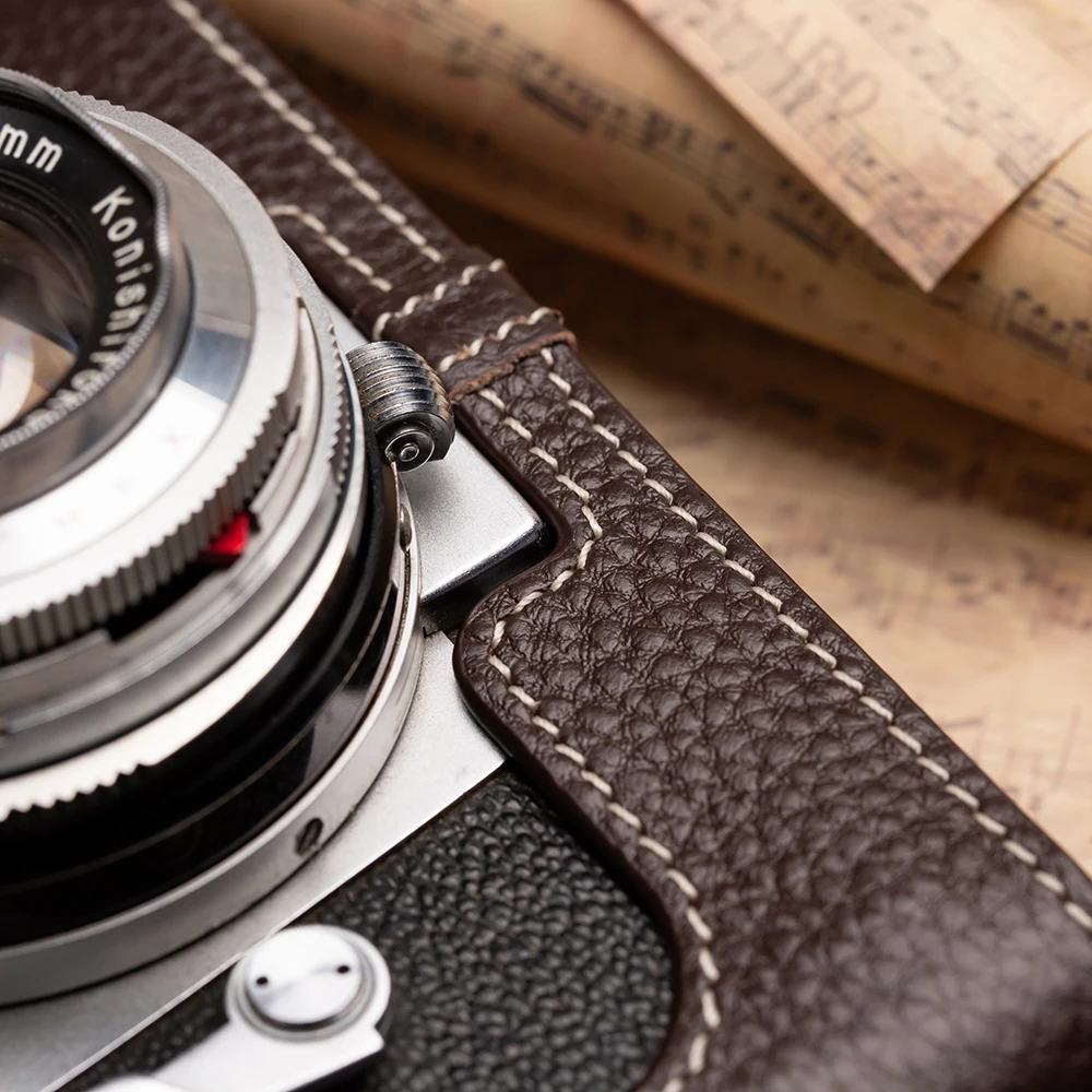 Capa protetora para konica iiia, bolsa de couro para câmera iiia, bolsa de couro genuíno, meia capa, acessórios de fotografia