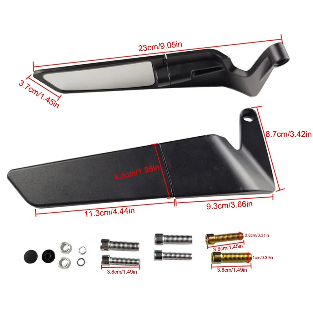 Motorcycle Rear View Mirrors Universal 360° Rotating Stealth Wind Wing Side Mirrors Wide Angle Rearview Mirror Motorcycle Decor