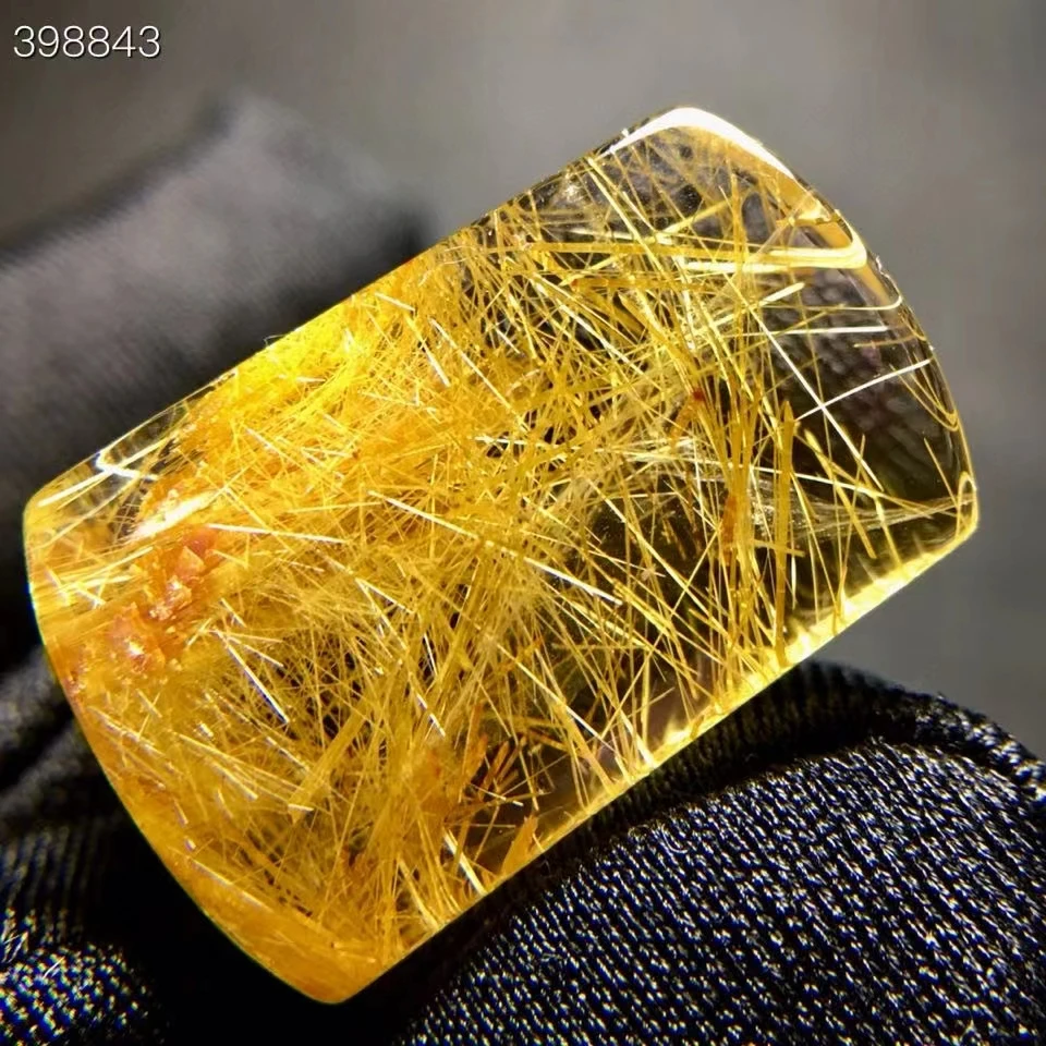 Natural Gold Rutilated Quartz Pendant Rectangle Rutilated Quartz Jewelry 23.1*14.7*7.3mm Men Women Brazil AAAAAAA