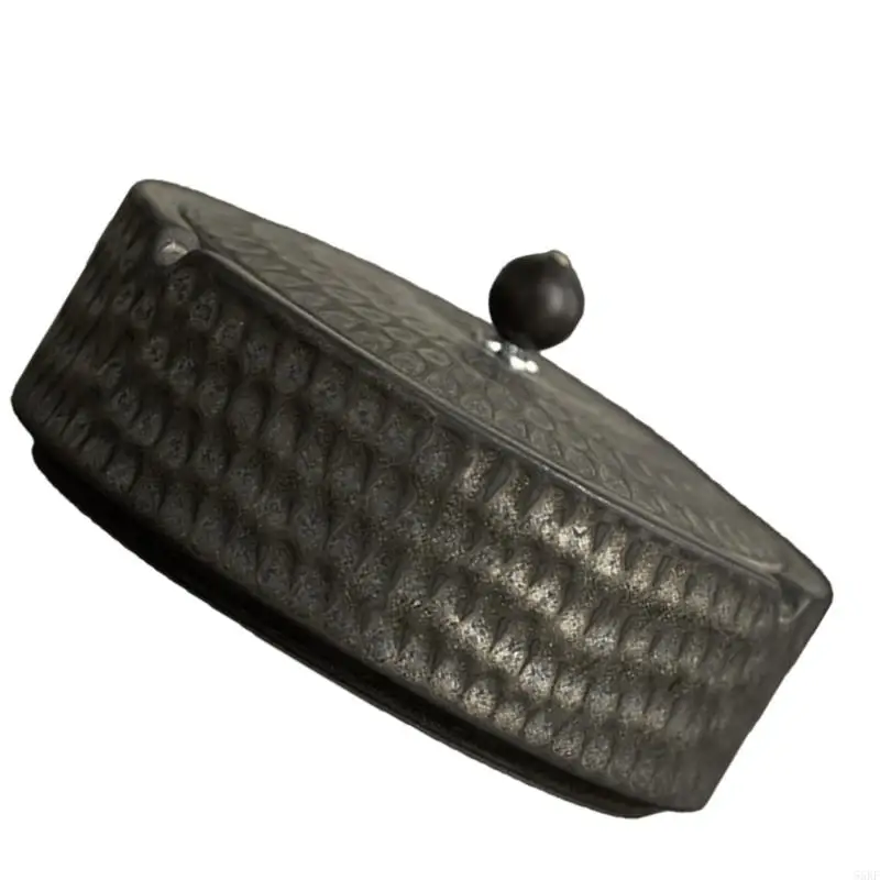 Artisanal Ceramic Ashtray with Cover Design Round Hammered Finish Ashes Holder for Elegant Traditional Home Decors 55KF
