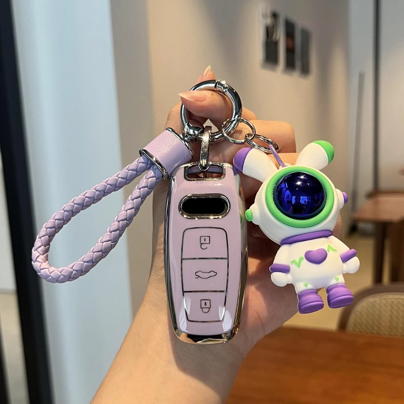 

TPU Car Key Case Remote Cover Shell Holder Chain Fob For Audi New A3L A4L A5 A6L Q4 e-tron A7L Q5 Q6 RS6 RS7 TTS R8 S4 S6 S7 S8