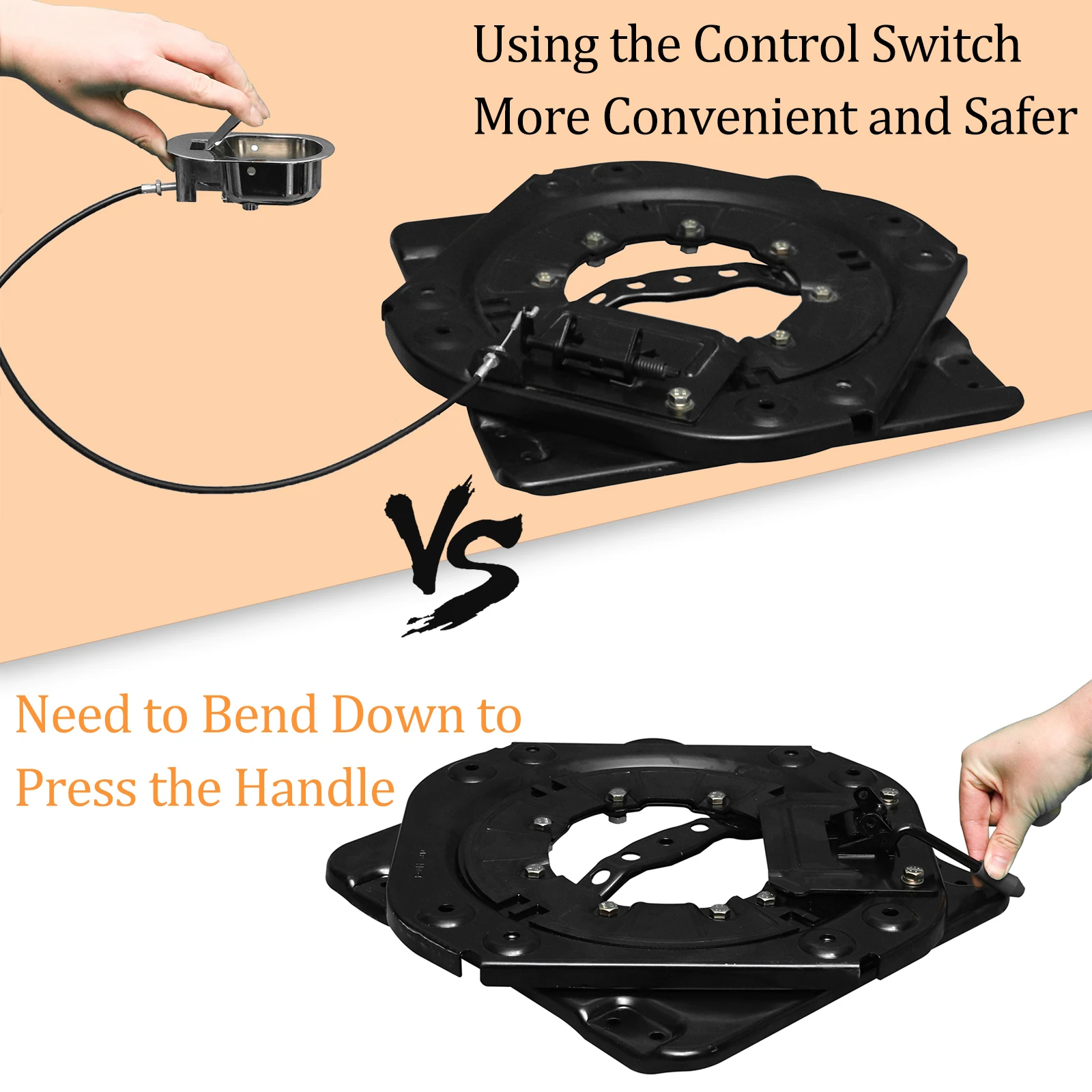 Heavy Duty Swivel Seat Base with Switch - 360° Rotation, 3.0mm Steel Swivel Base for RVs, Campers and Boats