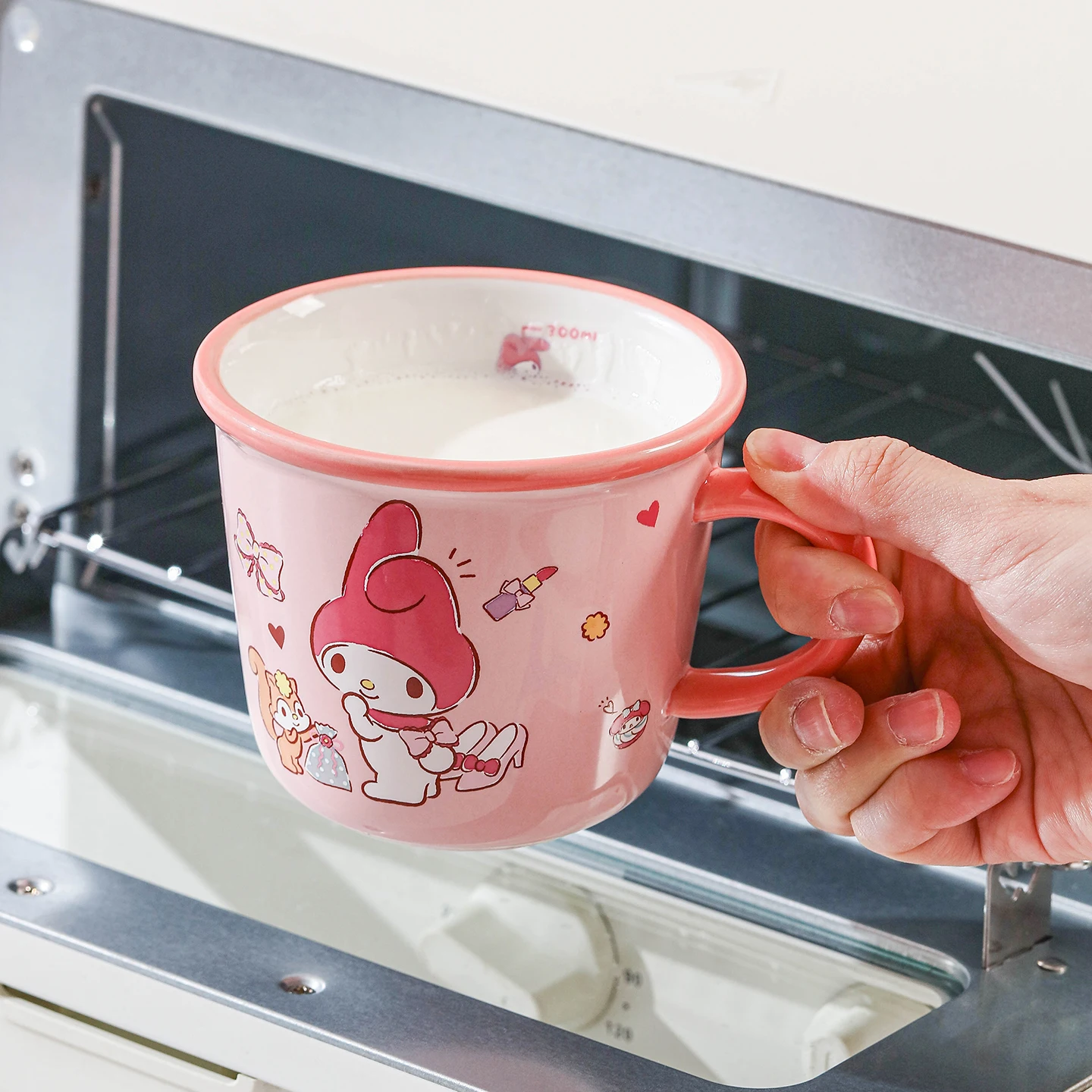 340ml Cartoon Sanrio Hello Kitty My Melody Cinnamoroll Kuromi Ceramics Kawaii Round Mug  Kawaii Milk Cup Child Birthday Gift