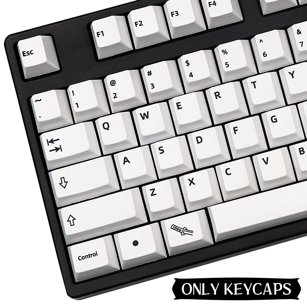 

134-key white warrior minimalist style keycaps, made of PBT material, with CHERRY height, single-sided printing process