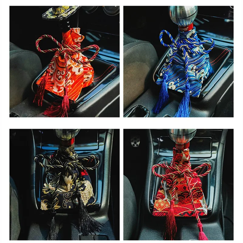 Universal Car Accessories Pattern Style Cotton Katana Shift Lever Knob Dust Cover Racing Samurai Sword Shift Knob Collars