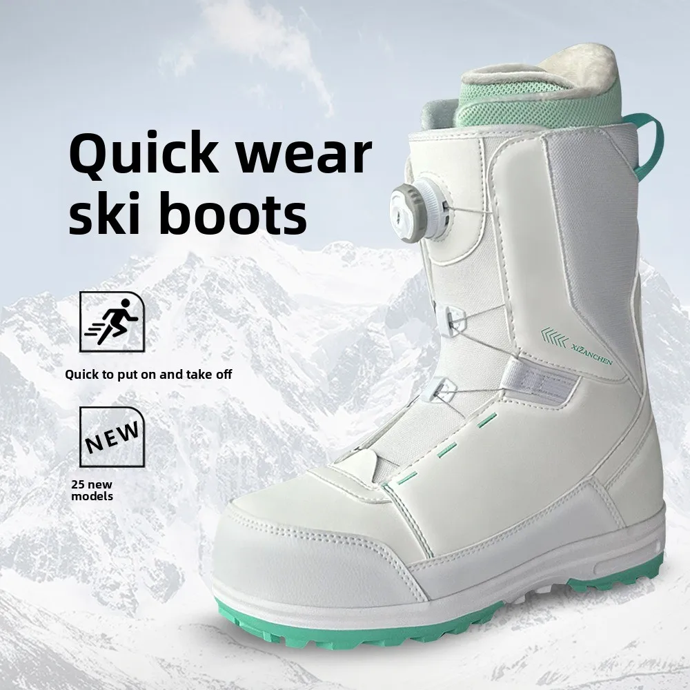 New Ski Equipment Quick Wear Snowboard Boots Waterproof Flat Flower All-Terrain Warm Ski Shoes Outdoor
