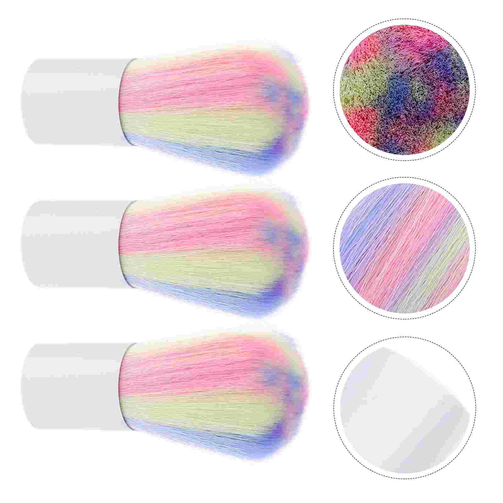 

3 Pcs Dust Cleaning Brush Nail Remover Practical Cheek Colorful Artificial Fiber Wool Duster Safe Comfortable Salon