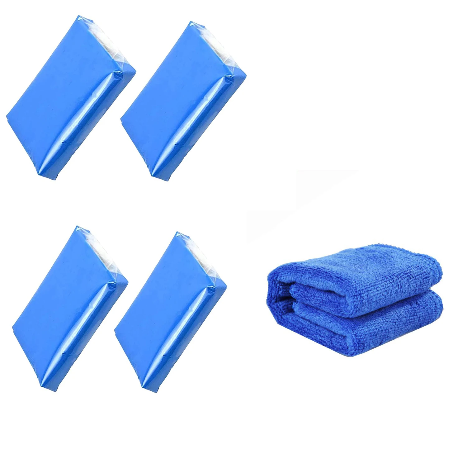 

5 Pcs Car Clay Bar Auto Detailing Kit with Cleaning Towel for Effortlessly Removing Tough Dirt Oxidation Scale Bird Feces Iron