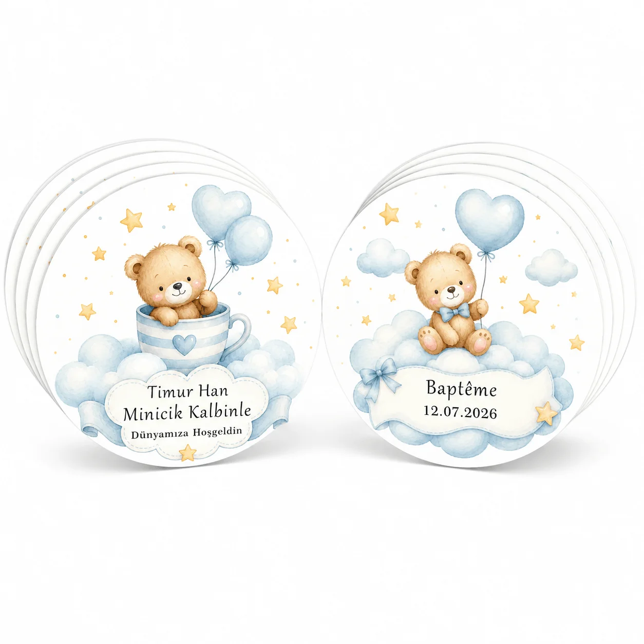 Customized Baptism Party Stickers, Two Styles, with Custom Names, Dates, and Messages. Suitable for Baptisms, Communion, Birthday Parties, Gift Tags, Table Decorations, Church Event Souvenirs, Baptism Celebrations