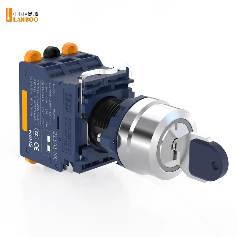 Factory Hot Sale LANBOO 22SA1-Y1 X1  Automation Equipment-LANBOO 2/3 -Gear Latching Push-Button Knob Switch,110V/220V High-Volta