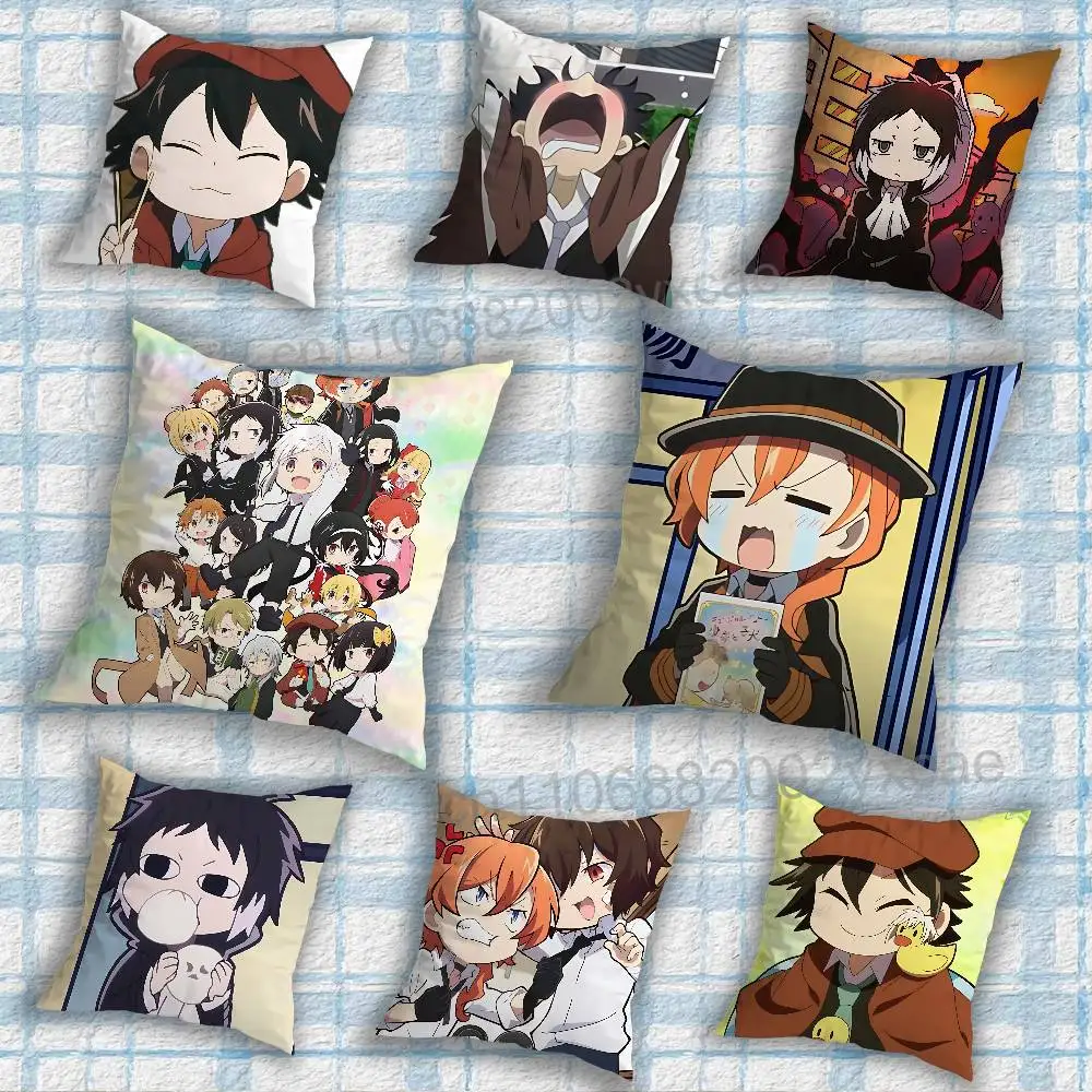 Contrast Chuuya Nakahara BSD Wan Pillow Case Square Double-Sided Printing Short Plush Sofa Cushion Cover Bedroom Bedside Pillow