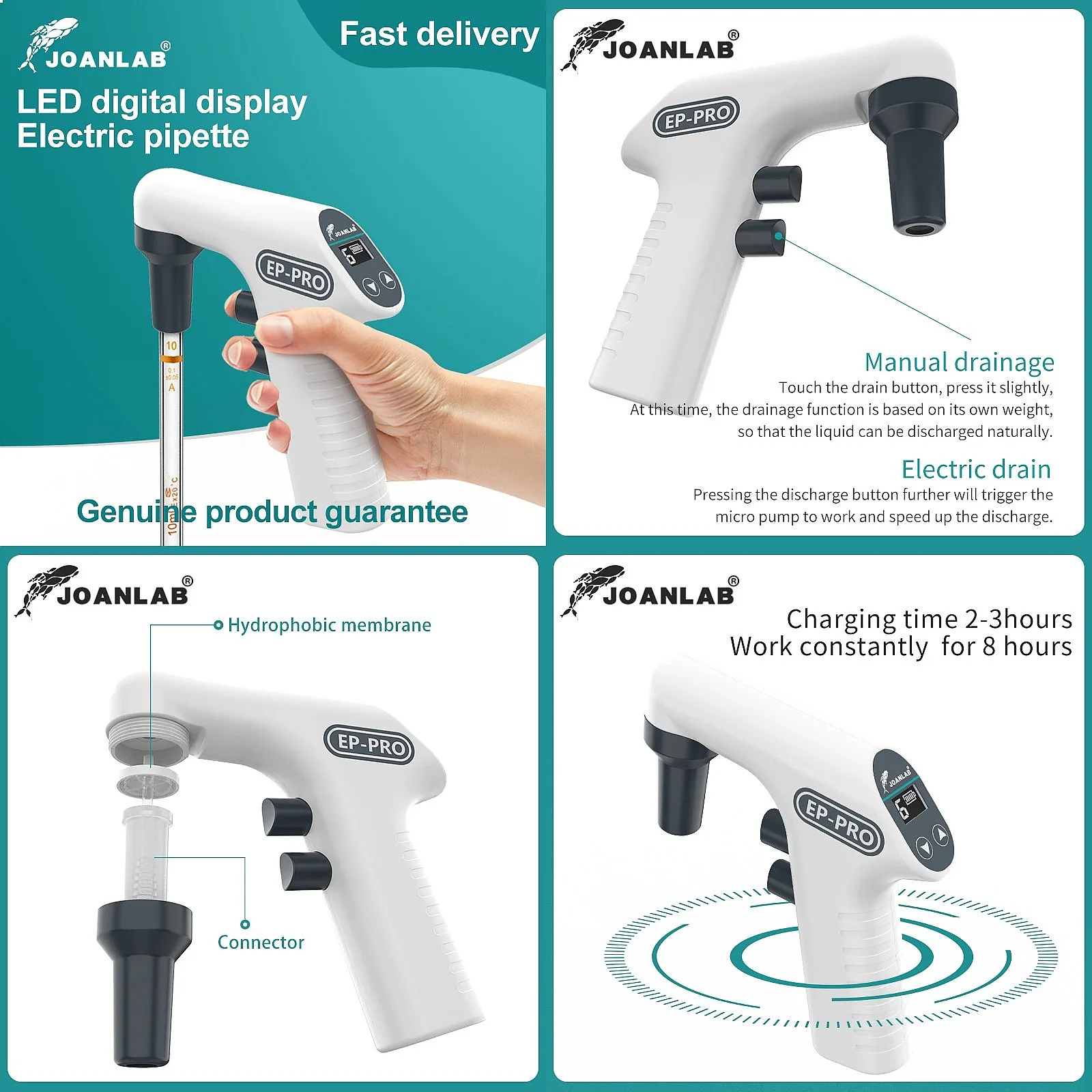 Electric Pipette Controller Automatic Lab Pipette Pump 200ml 110/220V