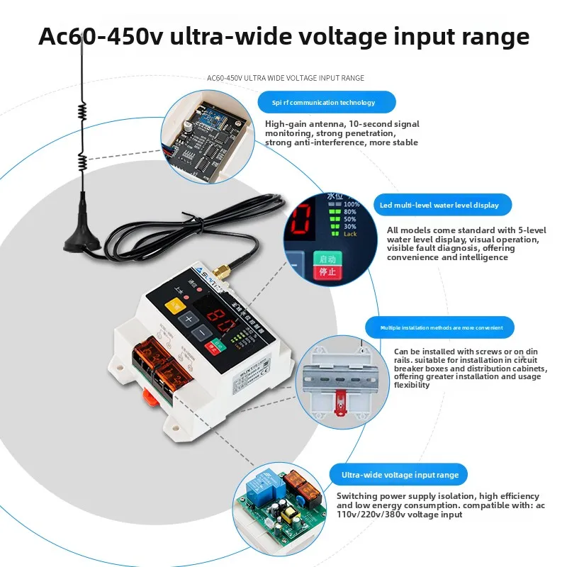 

Wireless automatic electronic liquid level switch water level controller household water tank intelligent water supply switch