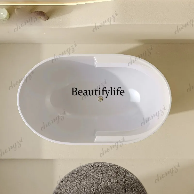 E182 Small apartment oval mobile seat plate deep bubble independent acrylic bathtub