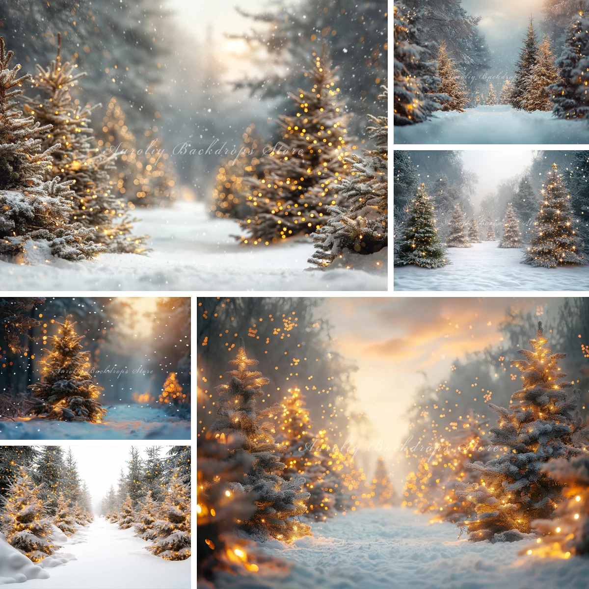 Winter Pine Forest Snow Scenery Backgrounds Kids Adult Photography Props Child Baby Christmas Landscape Photo Studio Backdrops