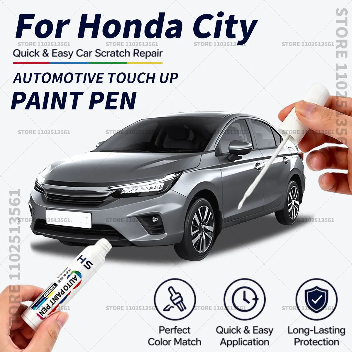For Honda City White Black Blue Quick Dry Car Touch Up Paint Pen Auto Scratch Repair Brush for Paint Chips Scratches and Scuffs