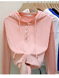 女性用長袖フード付きTシャツ,女性用トップス,チューブトップ,特大服,綿91% S-XXL