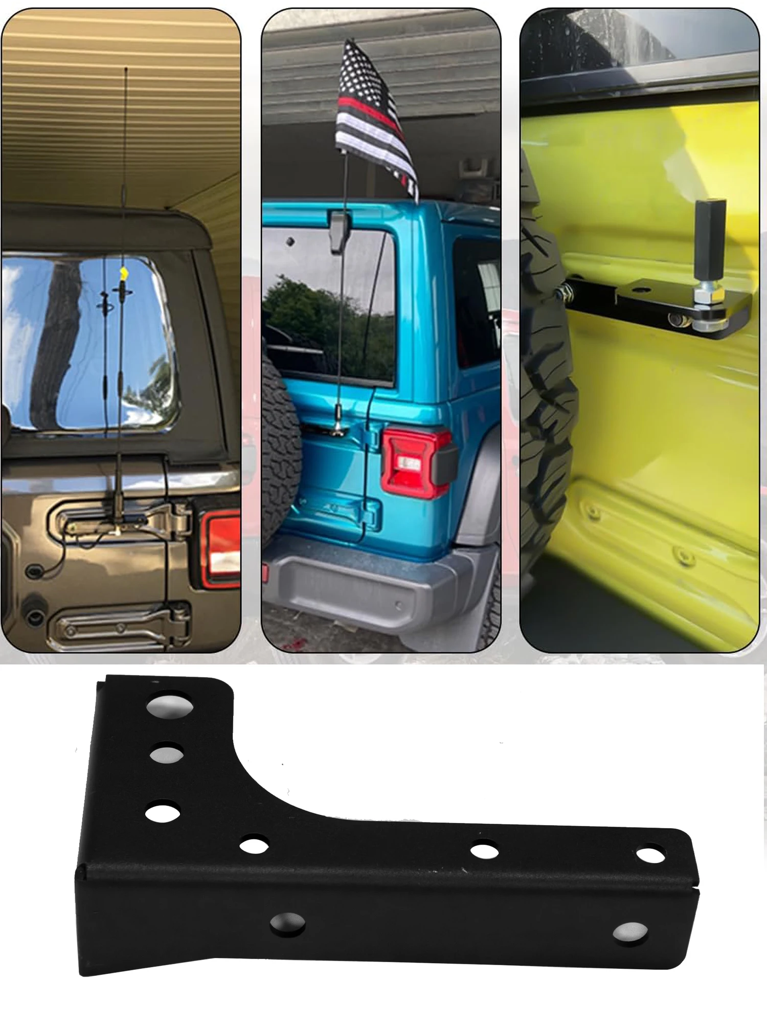 For Jeep Wrangler JL JLU 2018-2026 CB Antenna Mount Flag Holder Whip Mounting Bracket