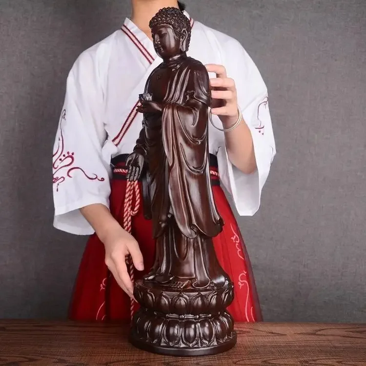 خشب الورد الدائمة تمثال بوذا زخرفة مهرجان صنعة هدية الأسرة العبادة تمثال الخشب النحت اليدوية الديكور