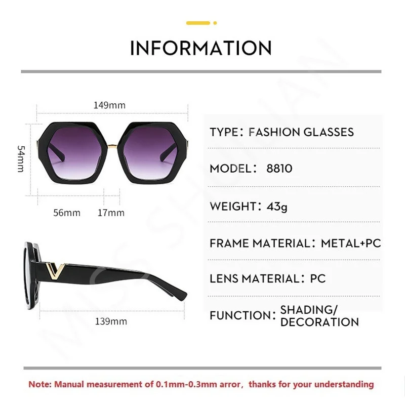 Personality Fashion Sunglasses for Women Men V-shaped Leg Design Oversize Full Frame Luxury Brand Designer Ladies Eyewear UV400