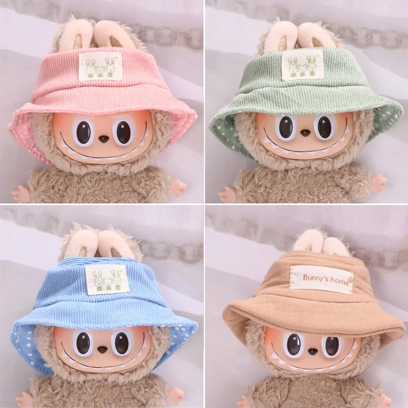 17cm Labubu Pendant Only Clothing Hat Macaron Sunshade Hat Labubu Vinyl Doll Kawaii Model Toy Labubu Accessories Only Sun Hat